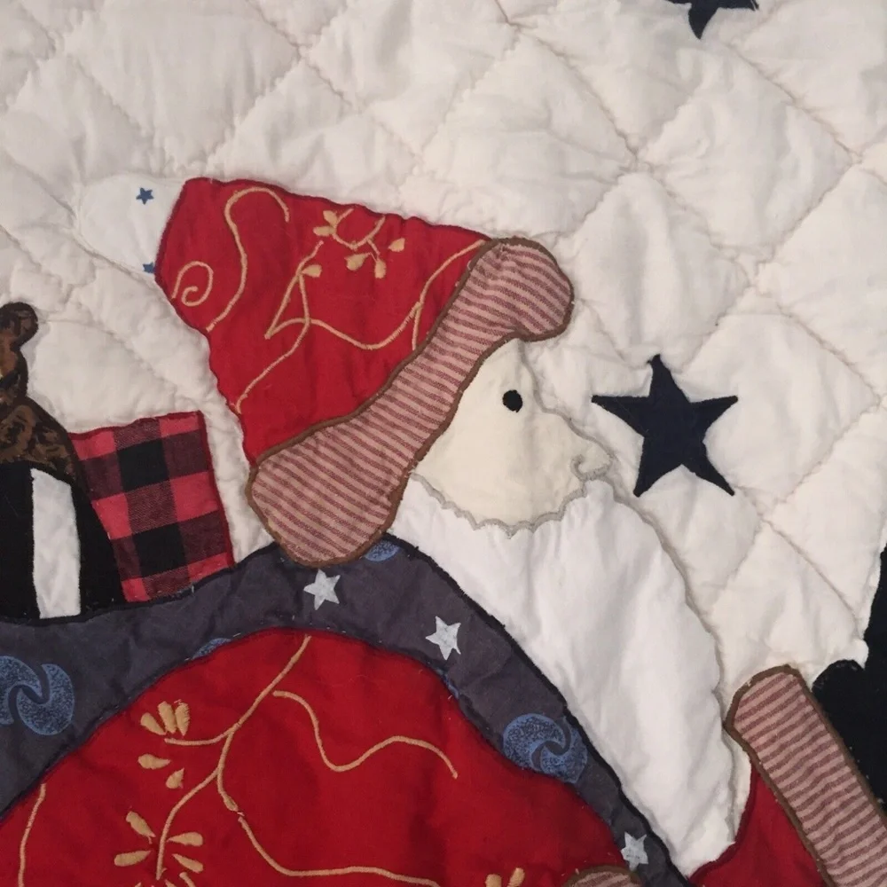 Handmade Quilt Patchwork Red White Blue Christmas Santa Americana Small 43